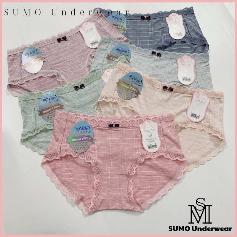 Quần lót nữ kẻ viền ren siêu đẹp, cotton lạnh 4 chiều, thoáng mát, mềm mại. Phom 45-62kg. Vòng mông 87-100cm. Sumo 264