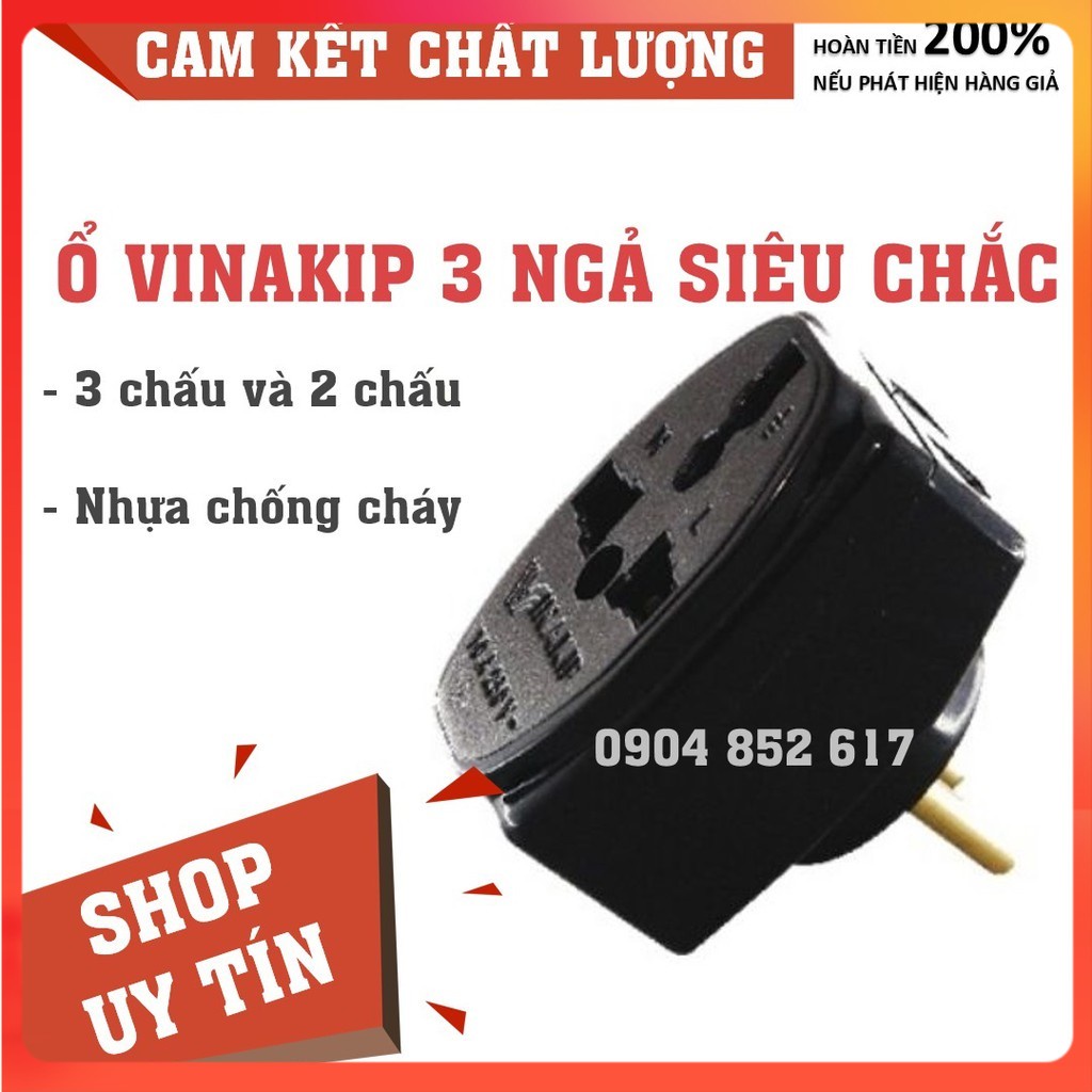 💥Chính Hãng💥 Ổ cắm Vinakip 3 ngả, chia 3, lỗ cắm siêu chắc, loại mới Bảo hành Dài