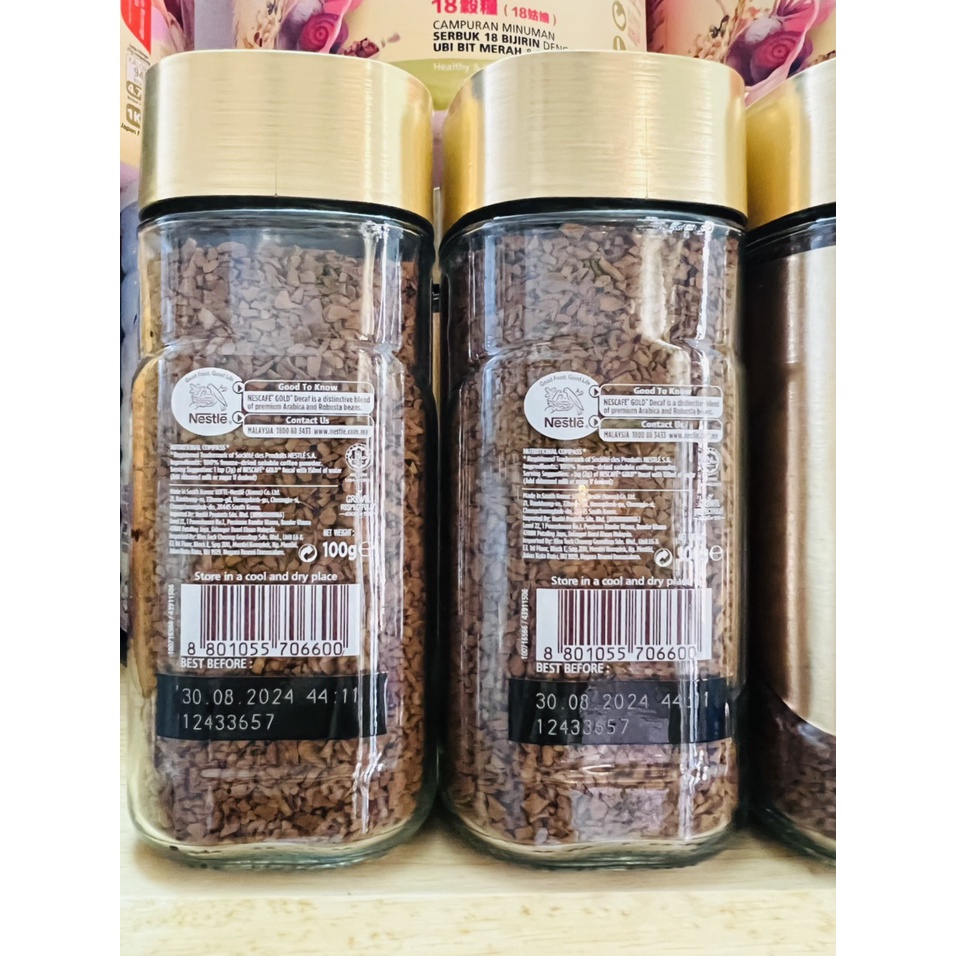 [Date 3/2025] Cà phê hoà tan Nescafe Decaf Gold Jar - Rich Aroma & Smooth Taste, nhập khẩu Malaysia