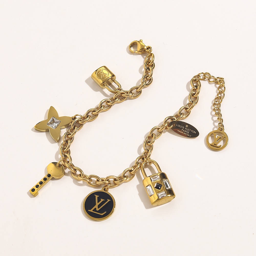 Vòng Tay Louis Vuitton Bằng Thép Titan Họa Tiết LV Monogram