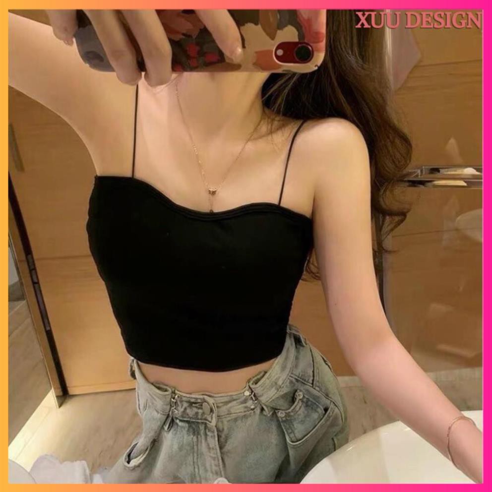 Áo 2 Dây, Áo Croptop Nữ Có Đệm Ngực Kiểu Dáng Thời Trang, vải đẹp mát hàng cao cấp MoonMy