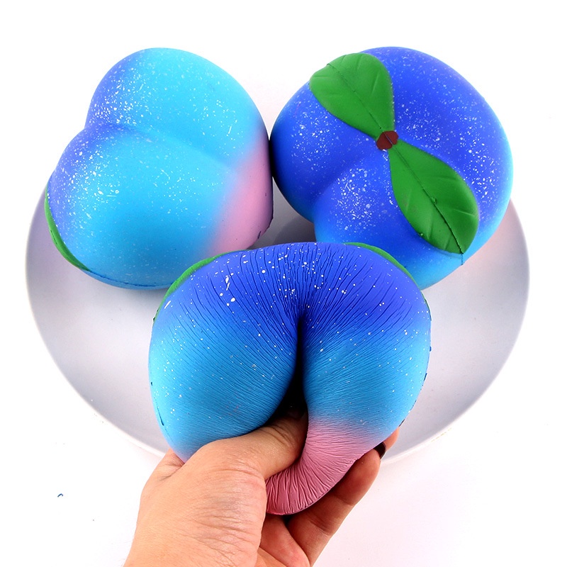 Squishy Lớn JUMBO Hình QUẢ ĐÀO MÀU XANH DƯƠNG Đồ Chơi Xốp Giảm Stress Hình mềm mịn dễ Thương đàn hồi Cho Bé