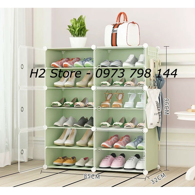 TỦ NHỰA ĐỂ GIÀY DÉP 12 Ô (chia ô) CỬA TRONG