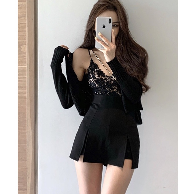 Chân váy ngắn xẻ tà Emilyshop ulzzang