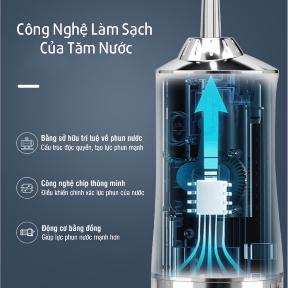 Máy Tăm Nước Cầm Tay ORAL IRRIGATOR Vệ Sinh Răng Miệng 3 chế độ phun 4 đầu phun tiện lợi NANJIREN Chữ Trung G.E.L