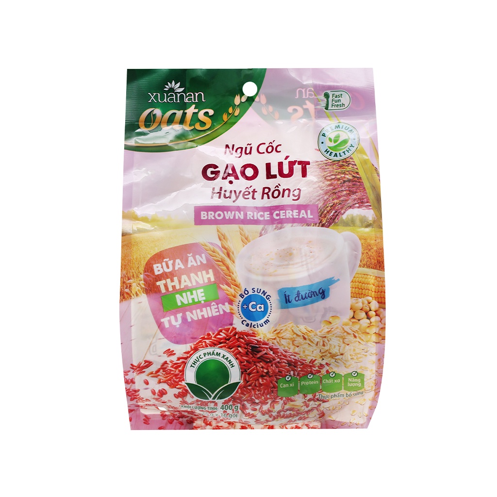 [ HCM Giao Hỏa Tốc] Ngũ Cốc Dinh Dưỡng Gaọ Lứt Huyết Rồng Xuân An - Bịch 400g ( 16gói x 25g)