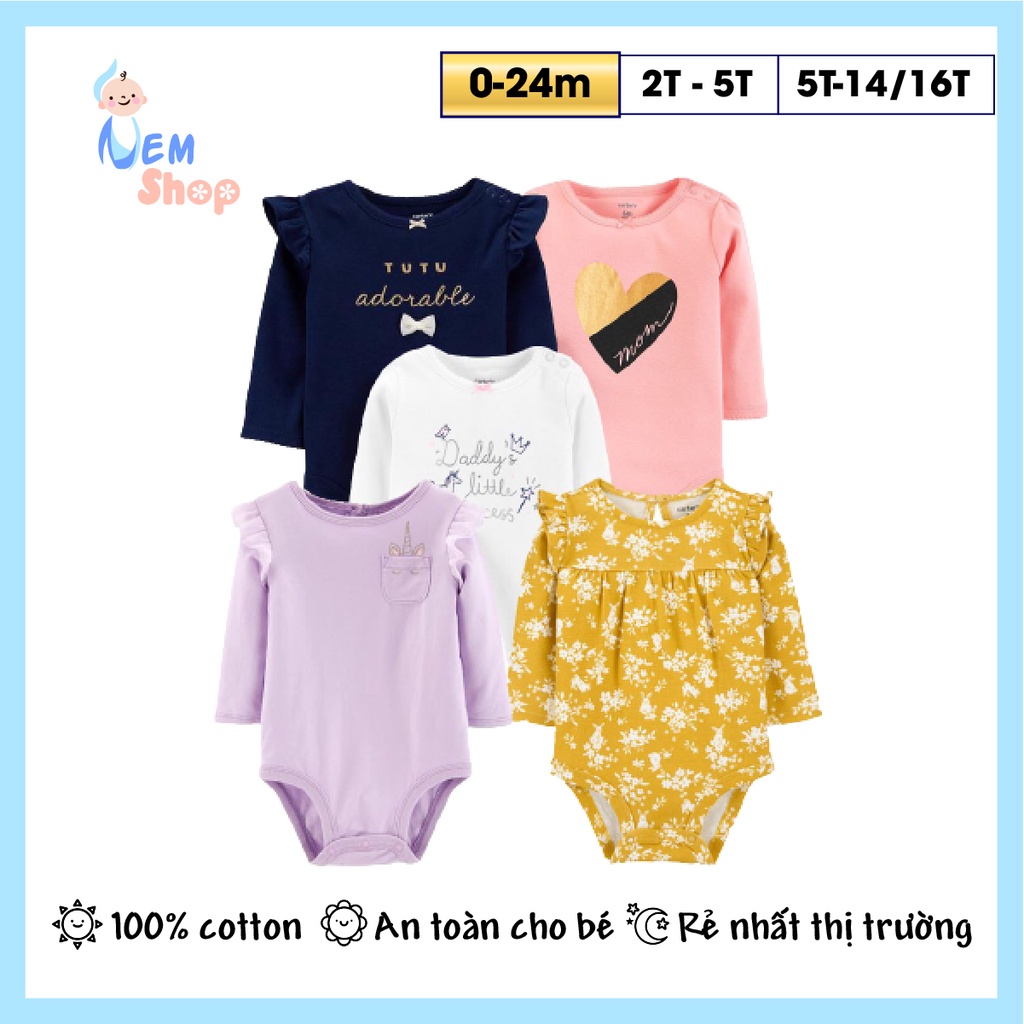 CHỌN MẪU Body chip dài tay cho bé gái xuân hè,bộ áo liền quần bodysuit cánh tiên (k kèm legging, yếm, váy) DG002