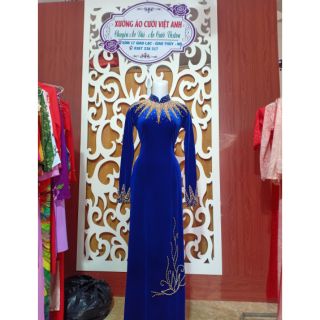 Bộ áo dài mẹ  vải nhung