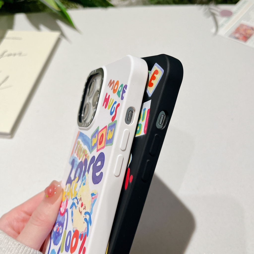 Ốp Điện Thoại Chống Sốc Họa Tiết Trắng Đen Cho iPhone 14 / 13 / 12 / 11 / X / 8 / 7P