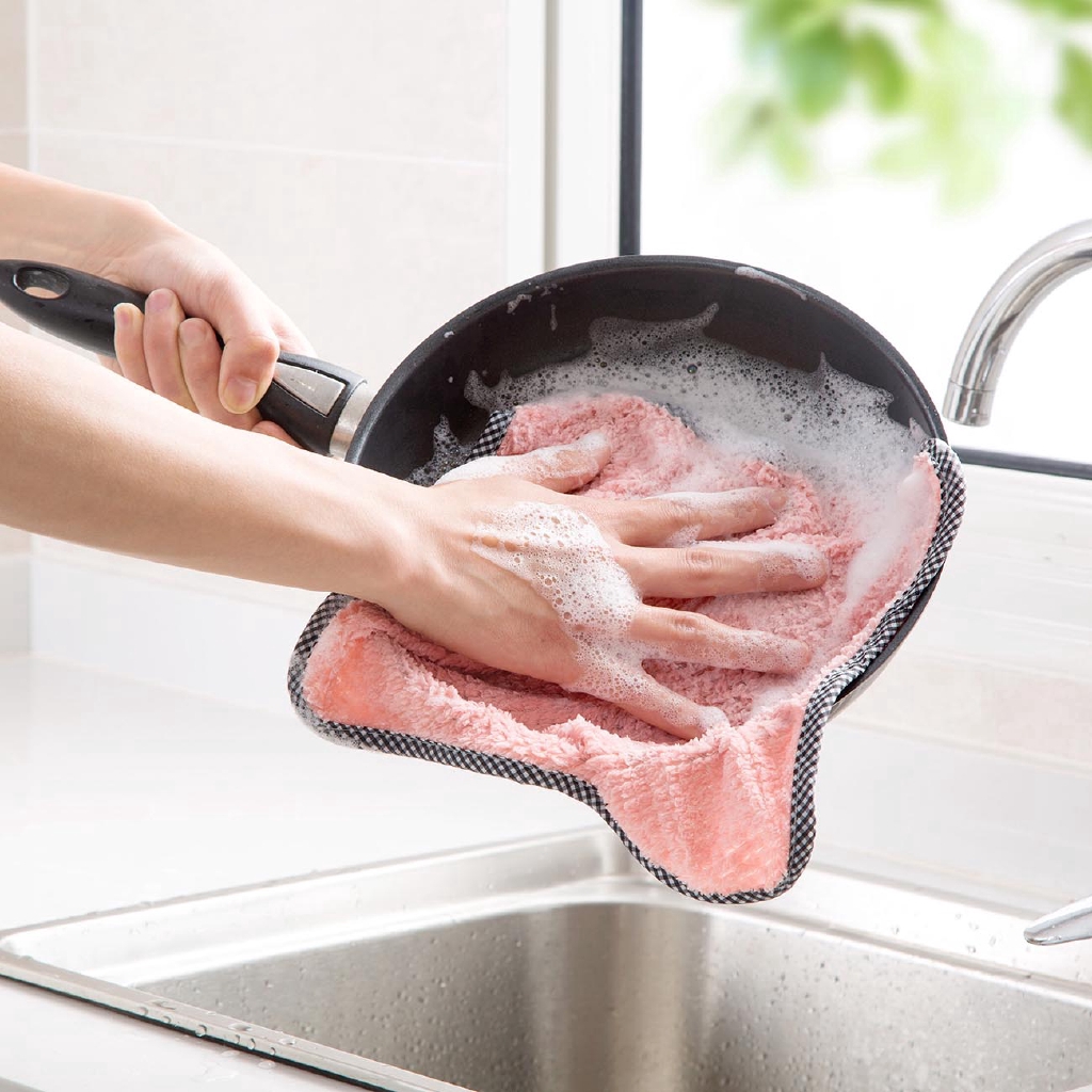 1 Khăn Lau Tay Vải Nhung San Hô Thấm Hút Tốt Dùng Cho Nhà Bếp