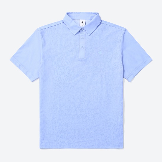 Áo Polo Thể Thao Le Coq Golf Nam họa tiết Monogram GN221MTS43-FBLU