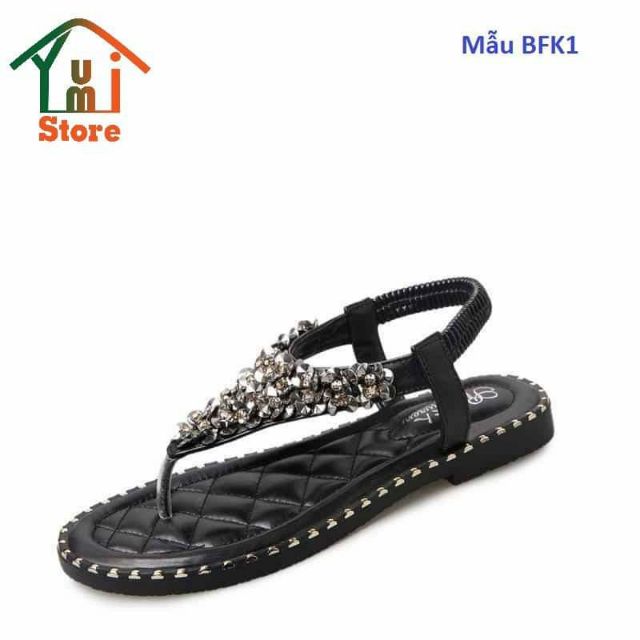 Sandal nữ [ ĐƯỢC KIỂM TRA HÀNG ] da PU đính đá , đi siêu êm