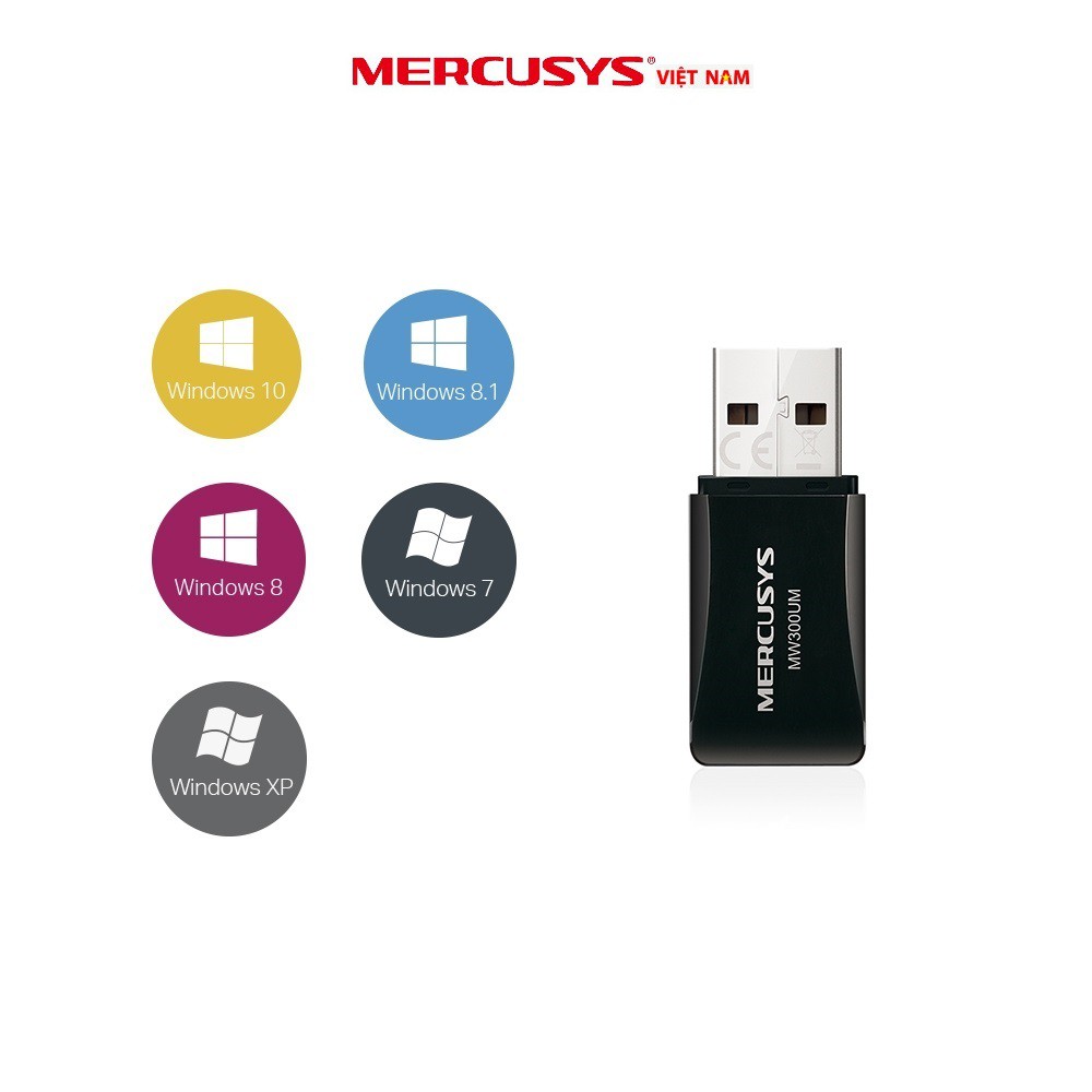 Bộ chuyển đổi USB wifi MERCUSYS MW300UM chuẩn N tốc độ 300Mbps. Chính hãng, BH 24 tháng