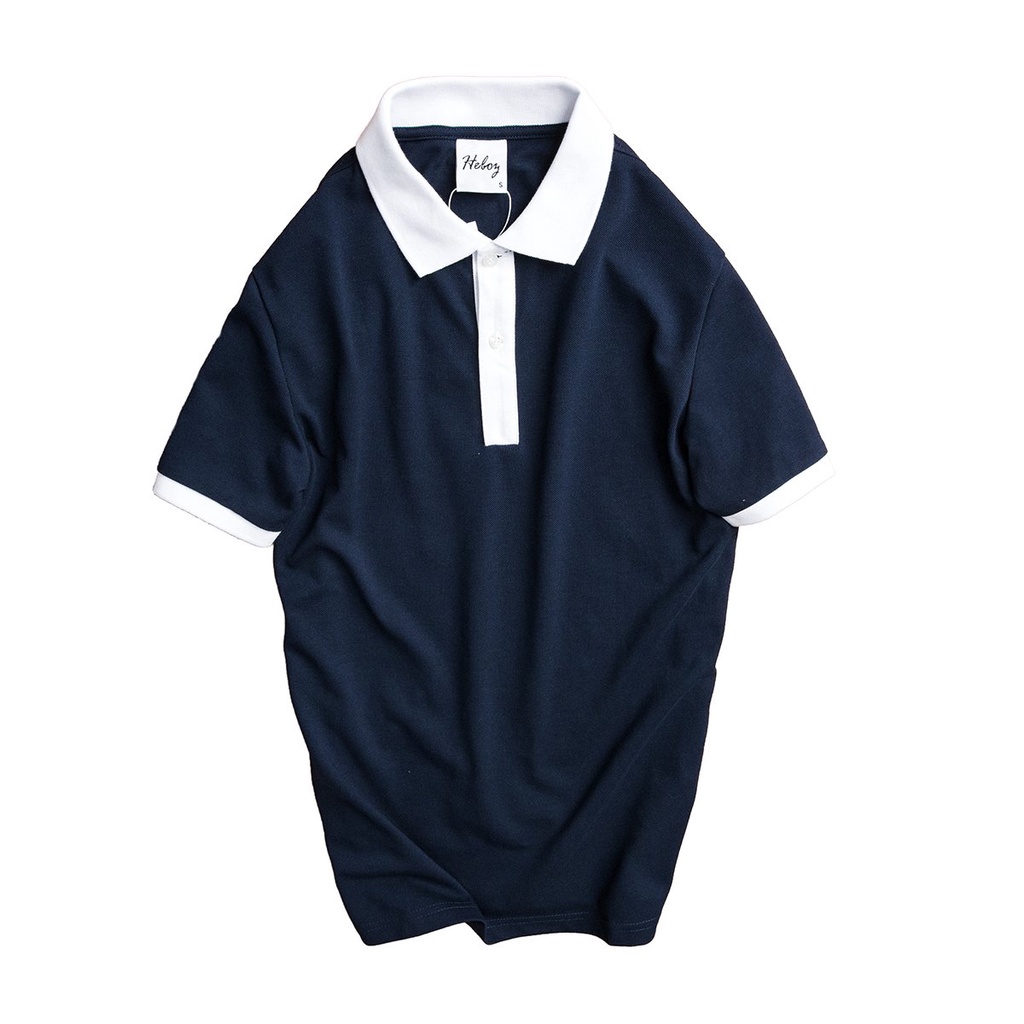 Áo thun nam có cổ - polo HEBOZ phối viền vải cotton mềm mịn mát co dãn thời trang form slimfit - 00000410