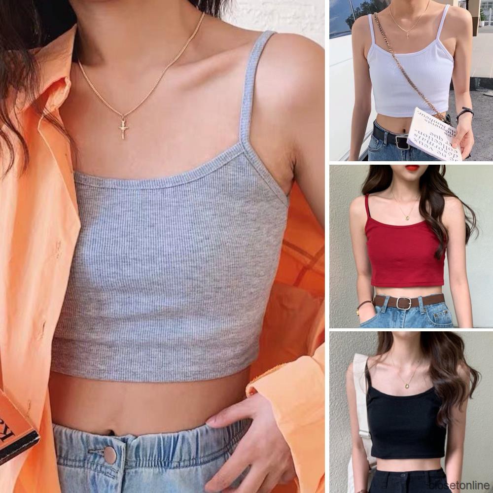 Áo Hai Dây Ngắn Màu Sắc Đơn Giản Chất Liệu Cotton Thời Trang Mùa Hè Cho Nữ | BigBuy360 - bigbuy360.vn