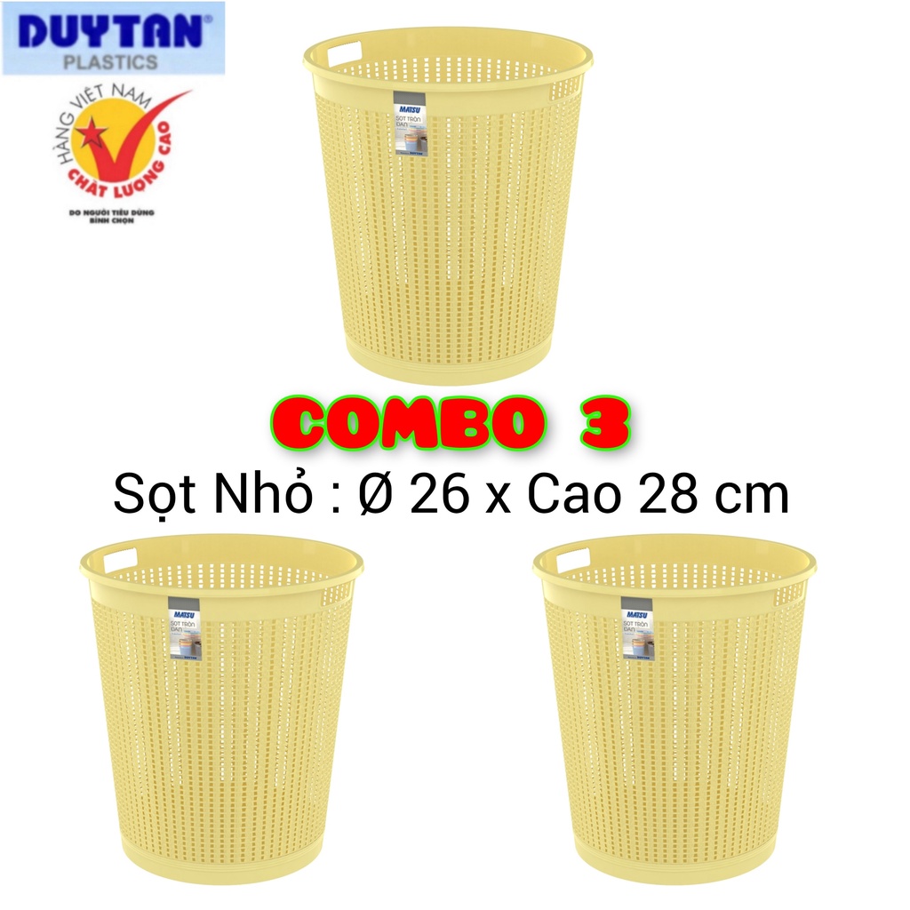 COMBO 3 Sọt nhựa tròn đan Duy Tân Nhỏ/Trung/Lớn phong cách hàn quốc dùng làm sọt rác, sọt đựng đồ