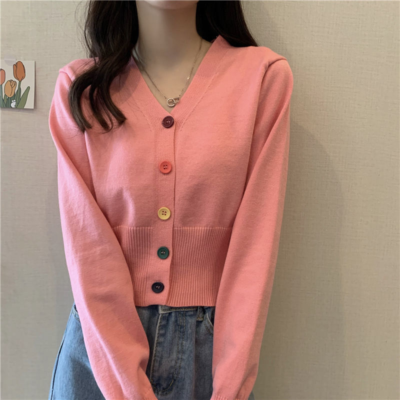 Áo Khoác Cardigan Dệt Kim Cổ Chữ V Tay Dài Thiết Kế Mới Thời Trang Theo Phong Cách Hàn Quốc Cho Nữ
