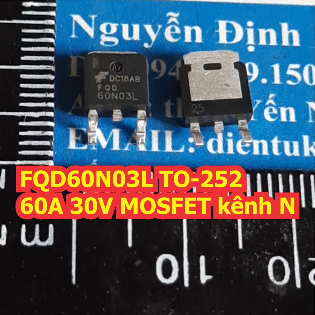 5 con FQD60N03L 60N03 SMD TO-252 60A 30V MOSFET kênh N N-CH kde6496