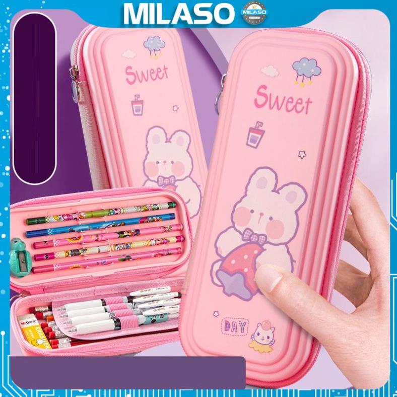 Hộp đựng bút MILASO hộp bút cute nhiều ngăn đa năng hình hoạt hình cho học sinh kèm quà tặng SP-001363