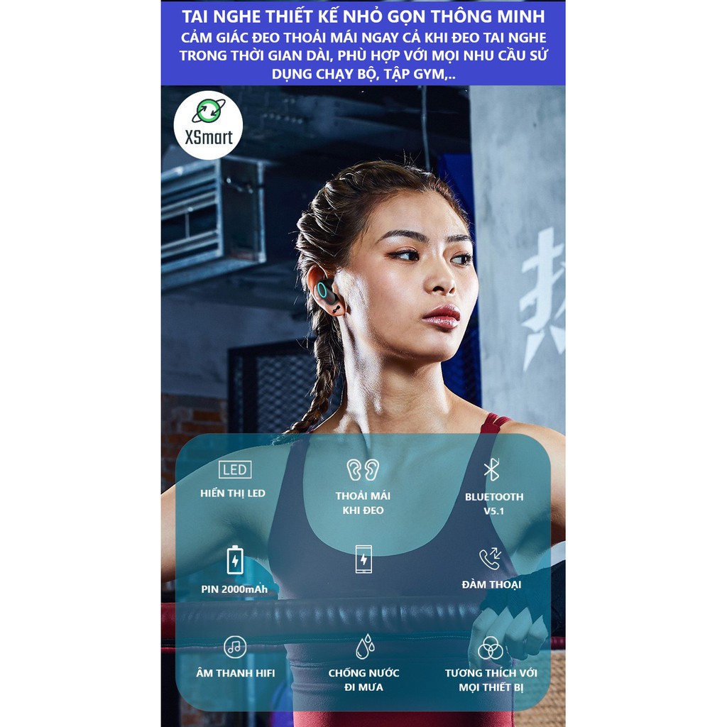 Tai nghe bluetooth không dây M13 PREMIUM BASS, có màn hình kỹ thuật số hiển thị pin, đồng hồ, tai phone nhét tai đẹp | BigBuy360 - bigbuy360.vn