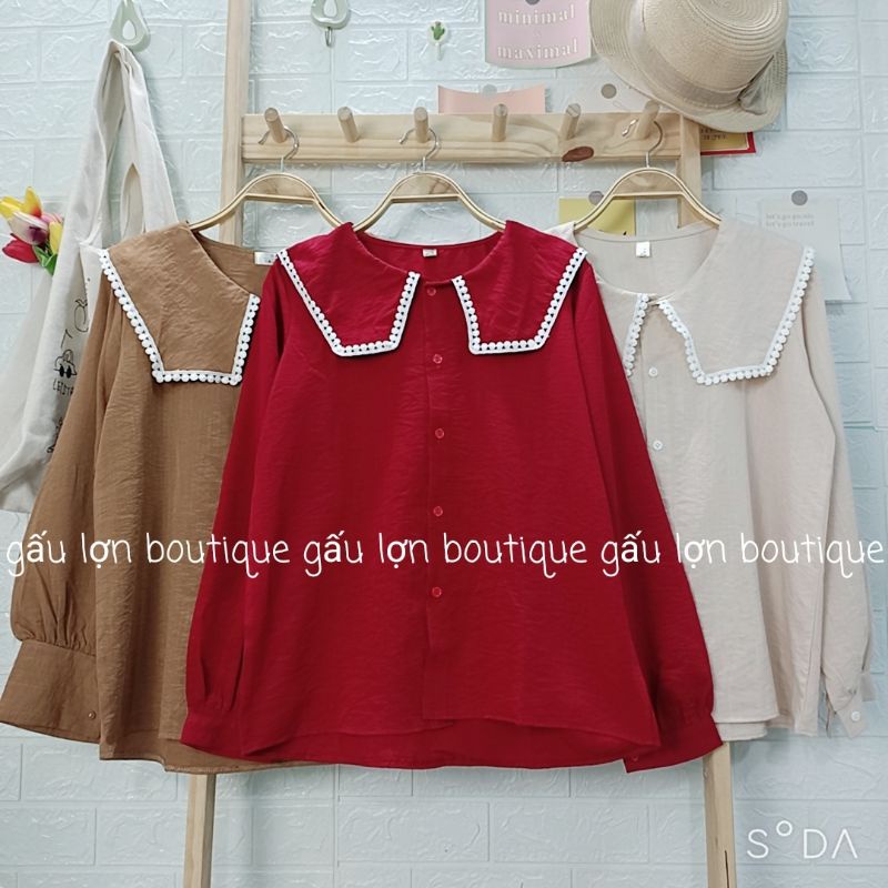 áo sơ mi cổ thủy thủ viền ren ảnh thật