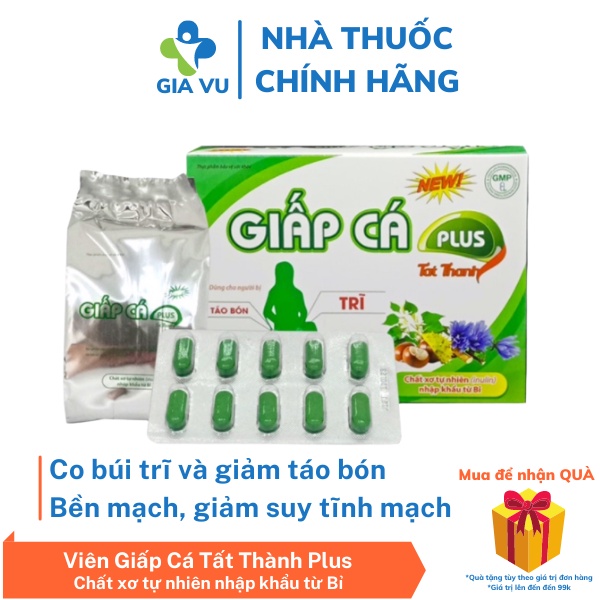 Viên Uống Giấp Cá Plus Tất Thành Bổ Sung Chất Xơ Tự Nhiên Giảm Táo Bón Trĩ