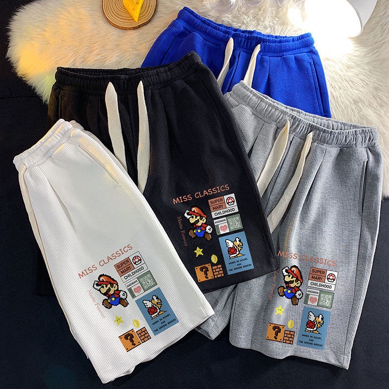 Quần Short Thể Thao Phối Dây Rút In Hoạt Hình Mario Thời Trang Mùa Hè Cho Nam