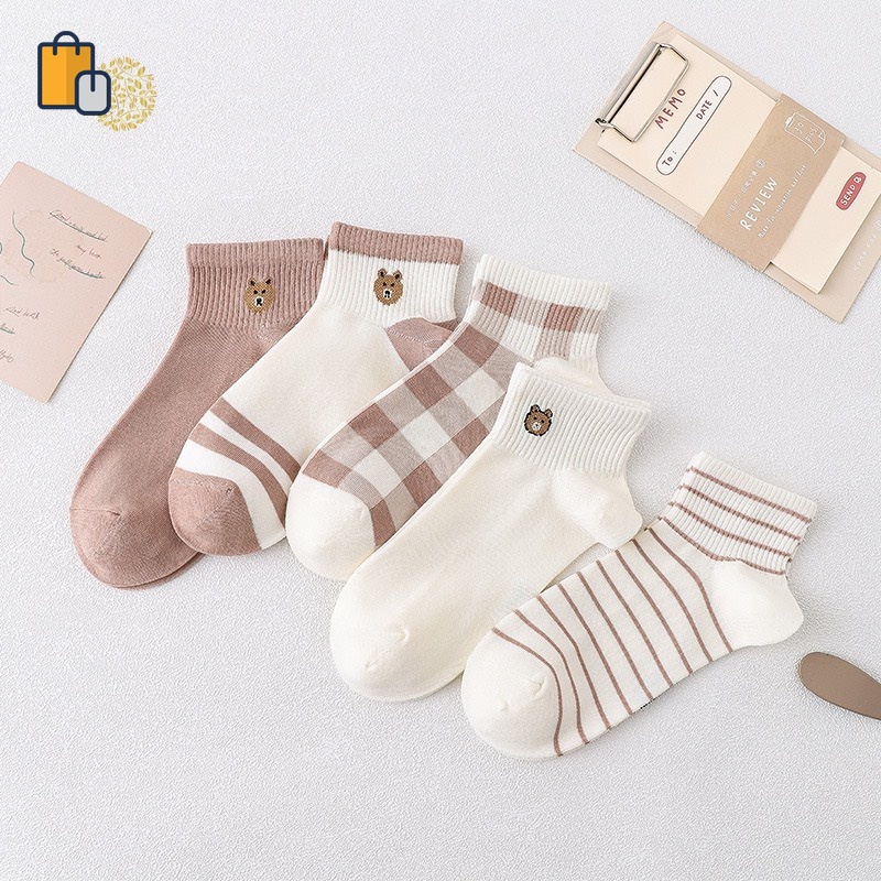 Tất cổ thấp chủ đề gấu nâu siêu đáng yêu phong cách ulzzang cho nữ