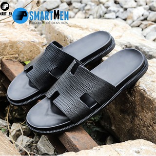 Dép Da bò thật SMARTMEN DSM-09 Đen