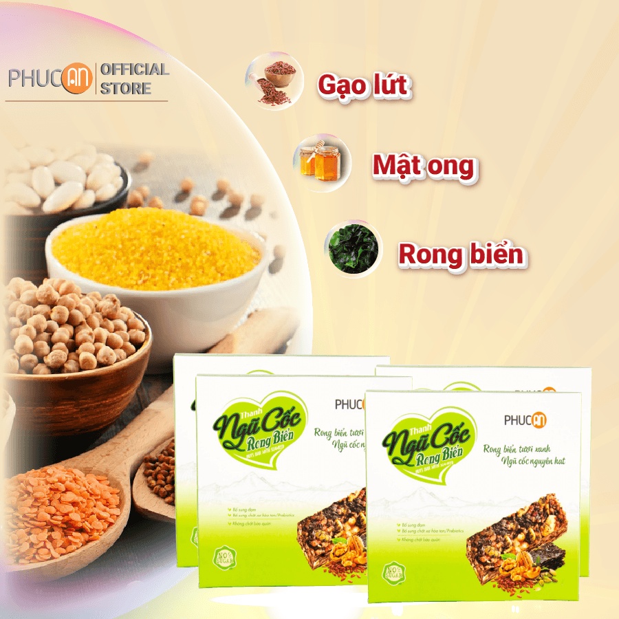 Combo 4 hộp thanh năng lượng ngũ cốc rong biển Phúc An - Thay thế bữa ăn nhẹ