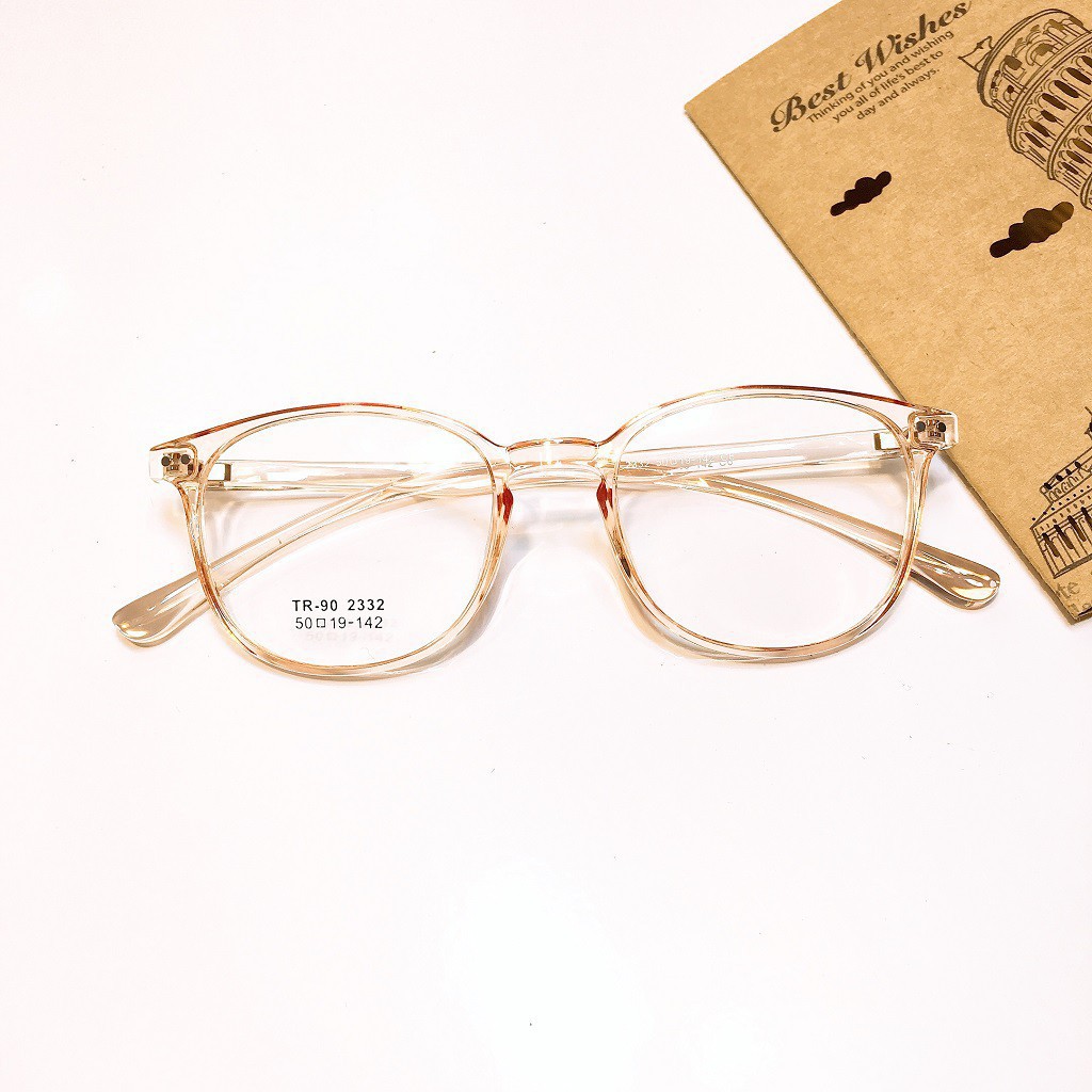 [Gía siêu rẻ] Gọng kính tròn bầu 2332 đã đeo là XINH -Nhận Cắt Mắt-Tặng kèm hộp+khăn+Chai nước lau kính