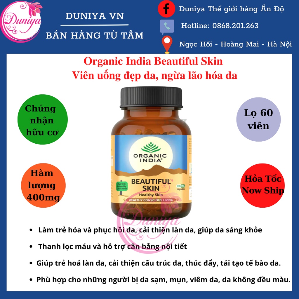 Viên uống đẹp da Organic India Beautiful Skin