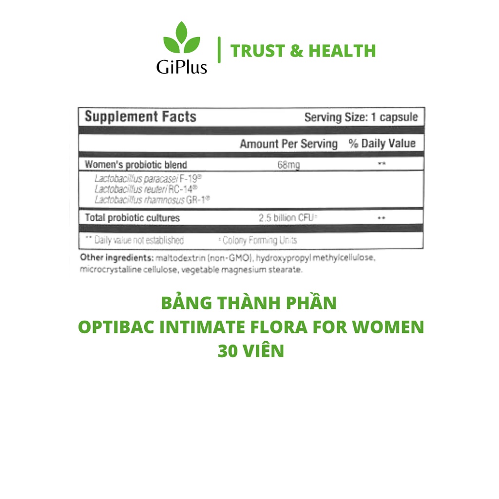 Viên Uống Men Vi Sinh Dành Cho Phụ Nữ Optibac Probiotics Intimate Flora For Women (30 Viên/Lọ)