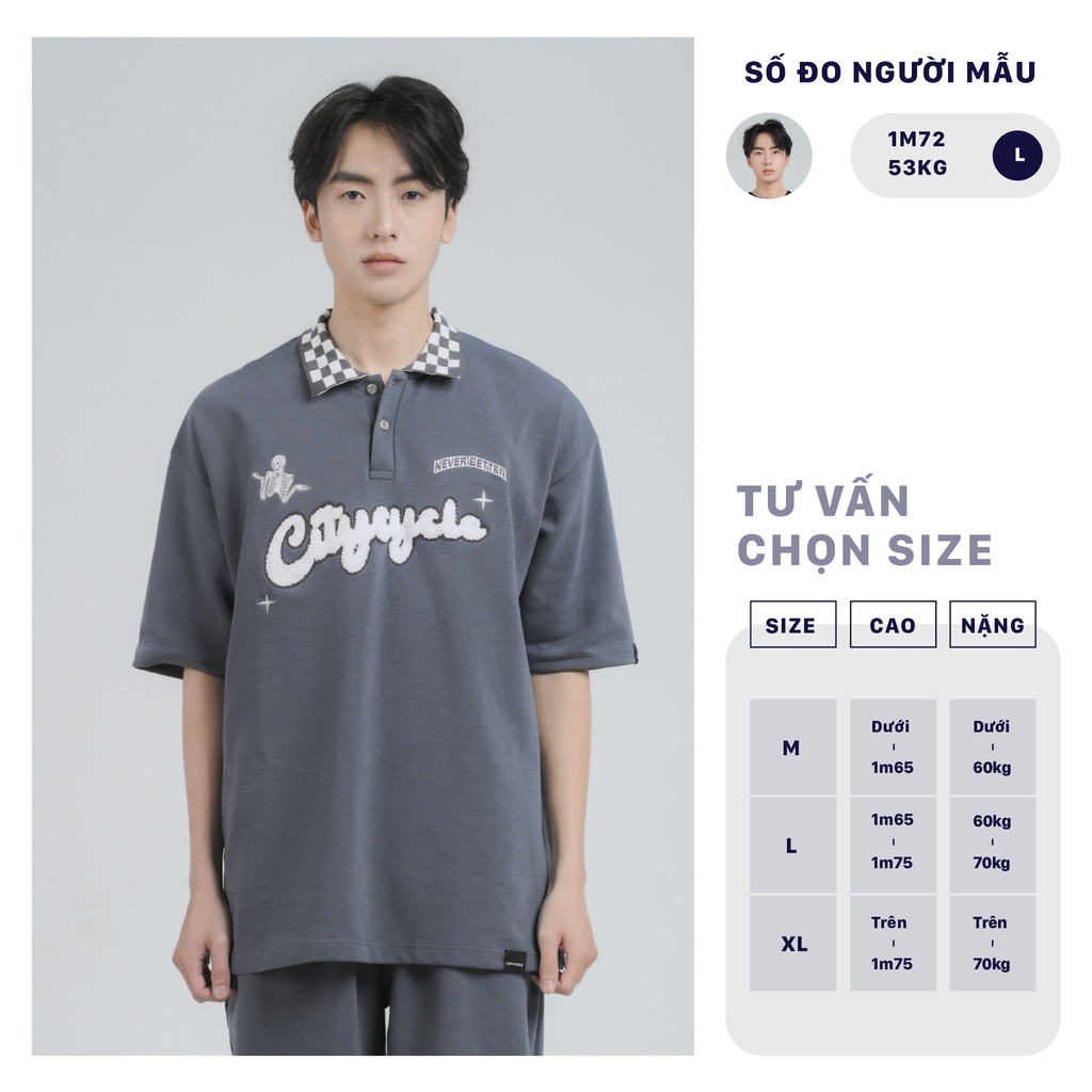 Áo polo local brand ngắn tay Never Better City Cycle cotton form rộng nam nữ oversize unisex