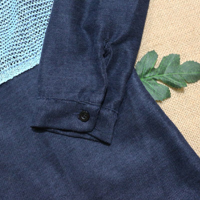 Set váy denim phối áo choàng len style Hàn Quốc | BigBuy360 - bigbuy360.vn