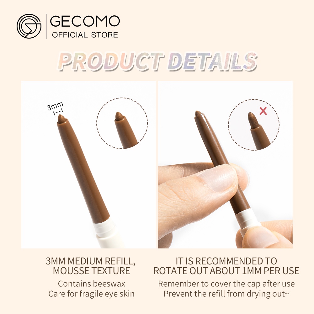Bút Kẻ Mắt Dạng Gel GECOMO Ngòi Mảnh 3mm Chống Nước Lâu Trôi