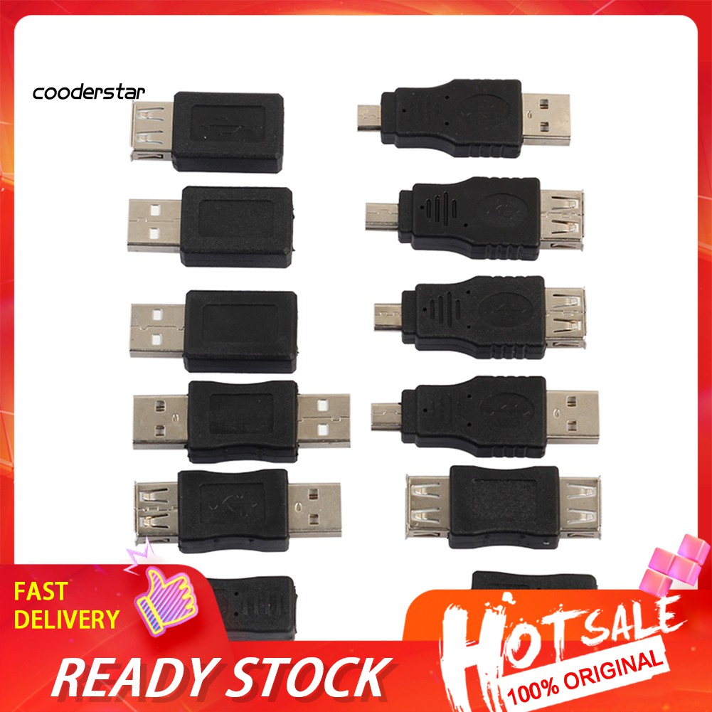 Bộ 12 Đầu Nối Chuyển Đổi Usb 2.0 Đầu Đực Sang Đầu Cái