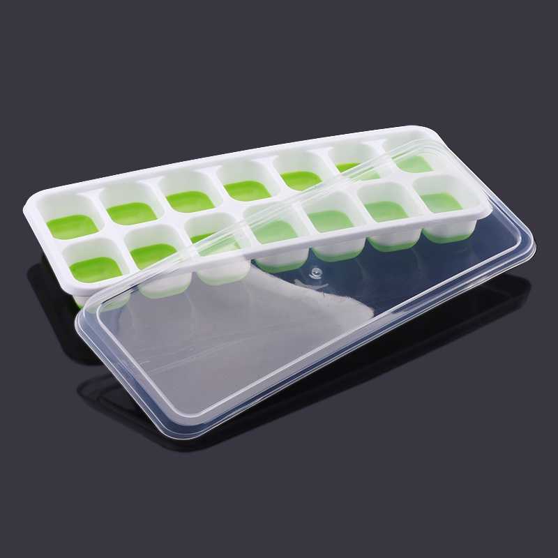 Khay đá silicon có nắp - Khay làm đá 14 ô chống dính ngăn mùi từ tủ lạnh
