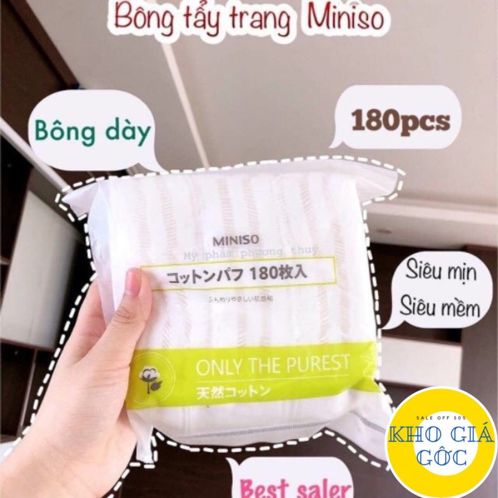 Bông Tẩy Trang Miniso Nhật Bản Dạng Túi 180 Miếng