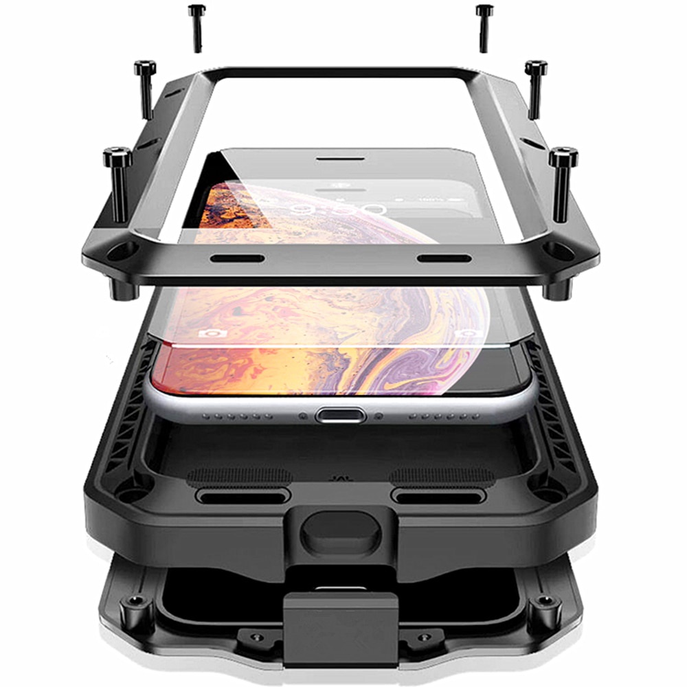 Ốp Điện Thoại Nhôm Dạng Giáp Chống Sốc 6H Cho iPhone 13 Mini 12 11 Pro XS MAX XR 7 8 6S Plus 5S 5 SE