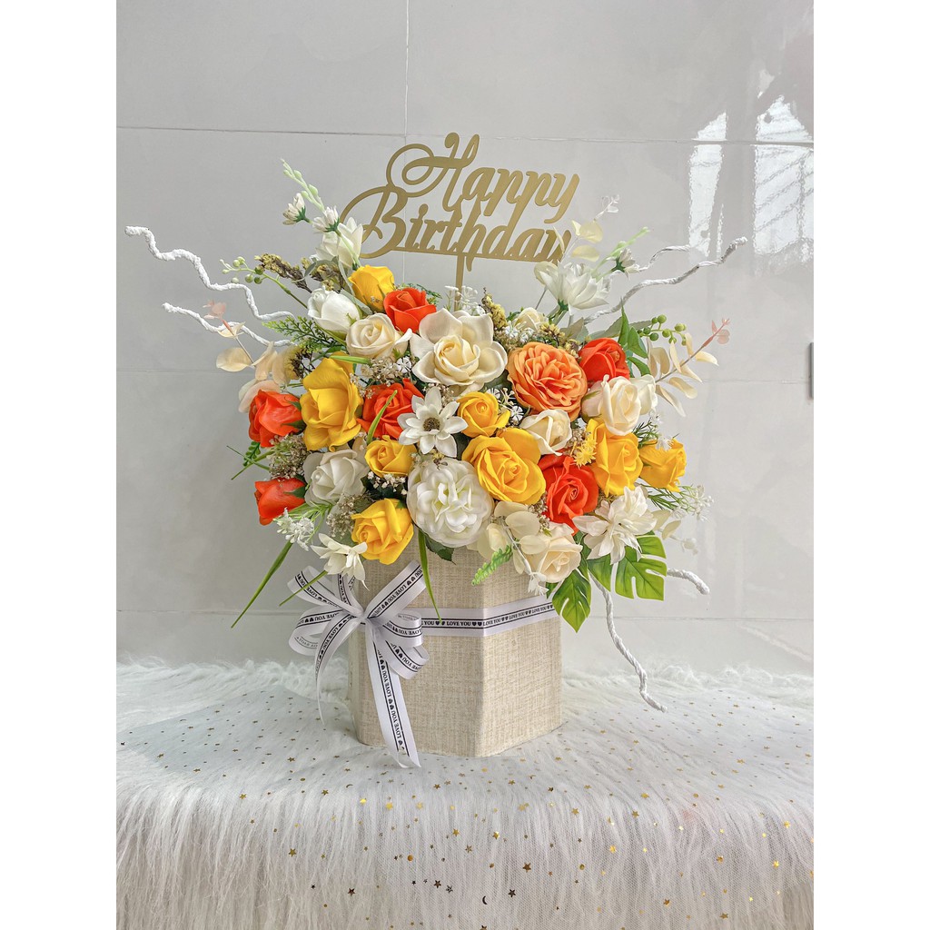 |HOT|Giỏ hoa sáp Vàng Vầng Trăng ‎|Hoa sáp Lily Hà Nội sỉ ưu đãi