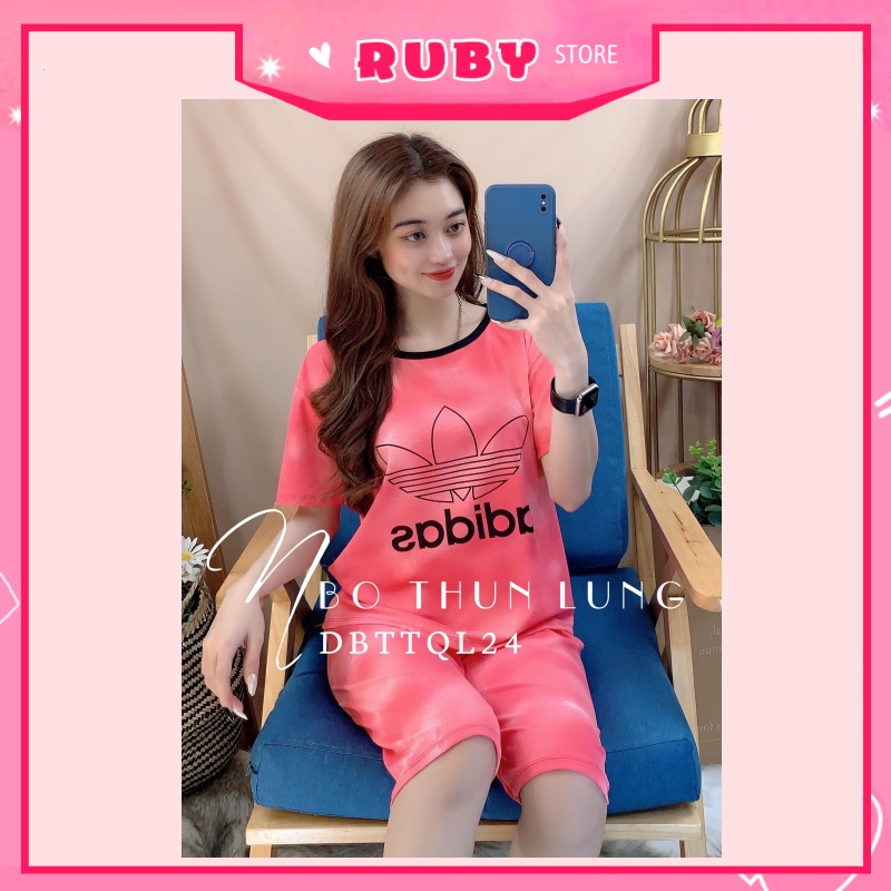 Đồ bộ nữ mặc nhà mẫu thể thao, chất thun mềm mịn Free Size Dưới 47KG ❤ Rubystorevn