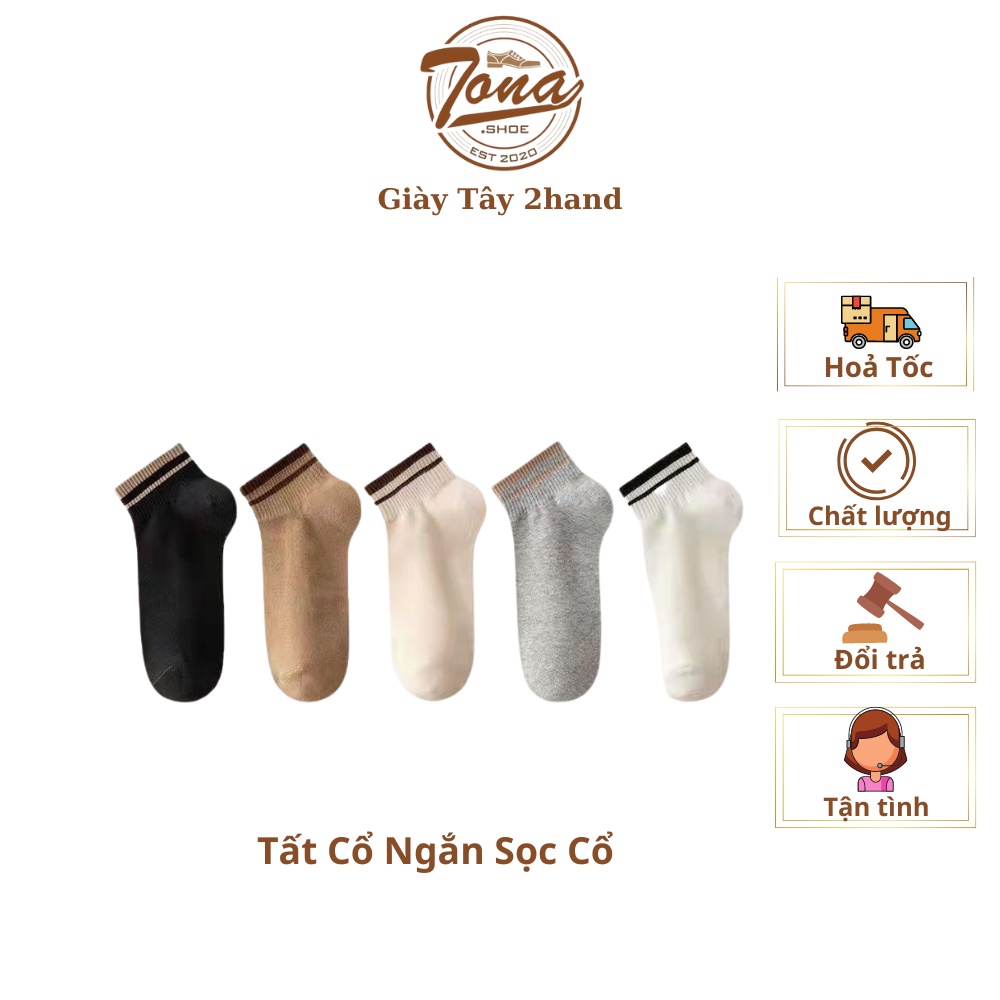 [Tonashoe] Tất Cổ Ngắn Hoạ Tiết Sọc Cổ Nam Nữ