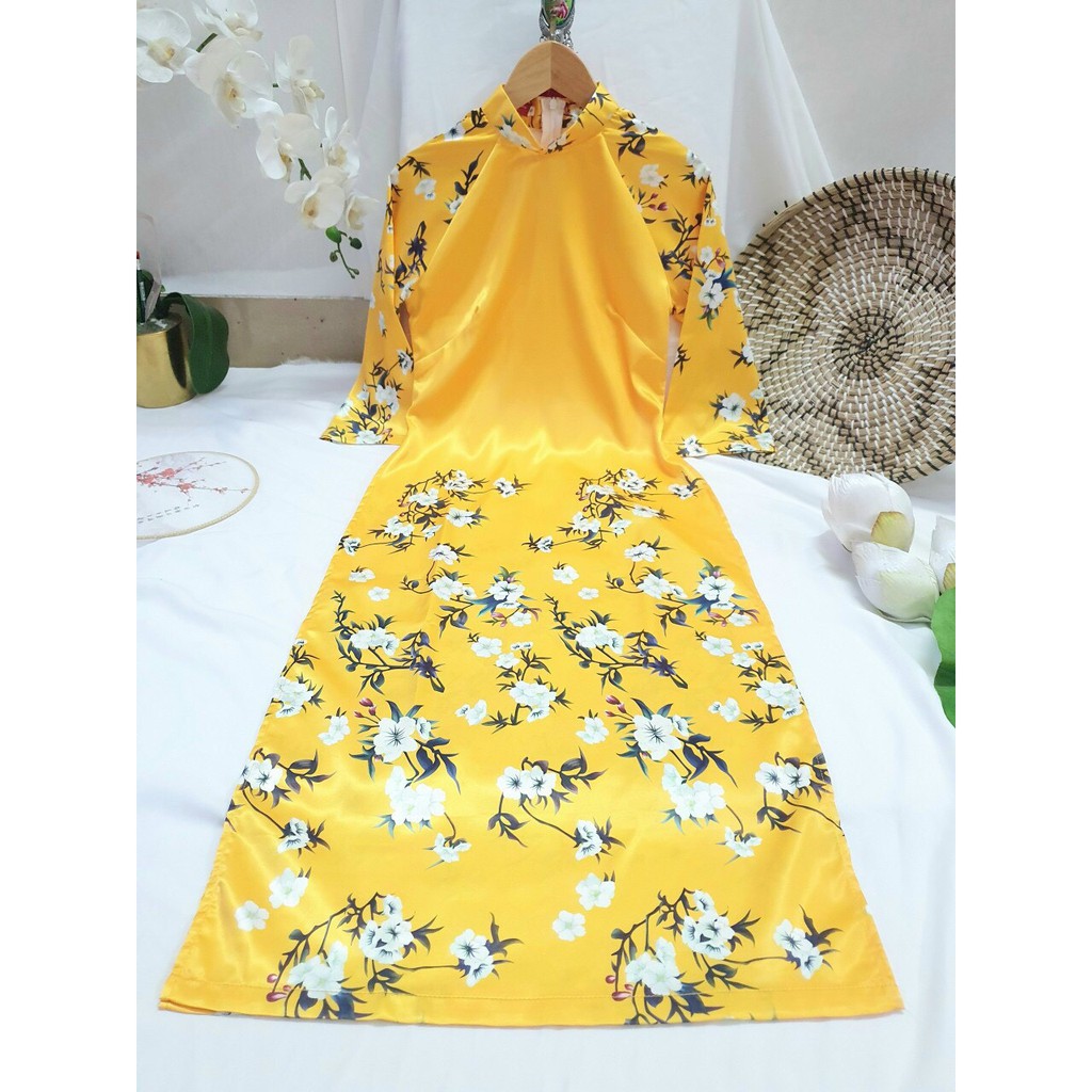 Áo Dài Cách Tân Họa Tiết Hoa Trắng + FREESHIP [HÀNG CAO CẤP] | BigBuy360 - bigbuy360.vn