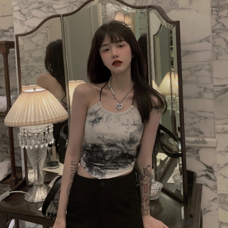 Áo yếm sexy dây buộc đan chéo lưng màu loang sexy order AYDC001