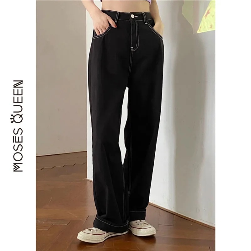 NRVP Quần Jean Dài Ống Rộng Thời Trang Hàn Quốc Cá Tính Cho Nữ