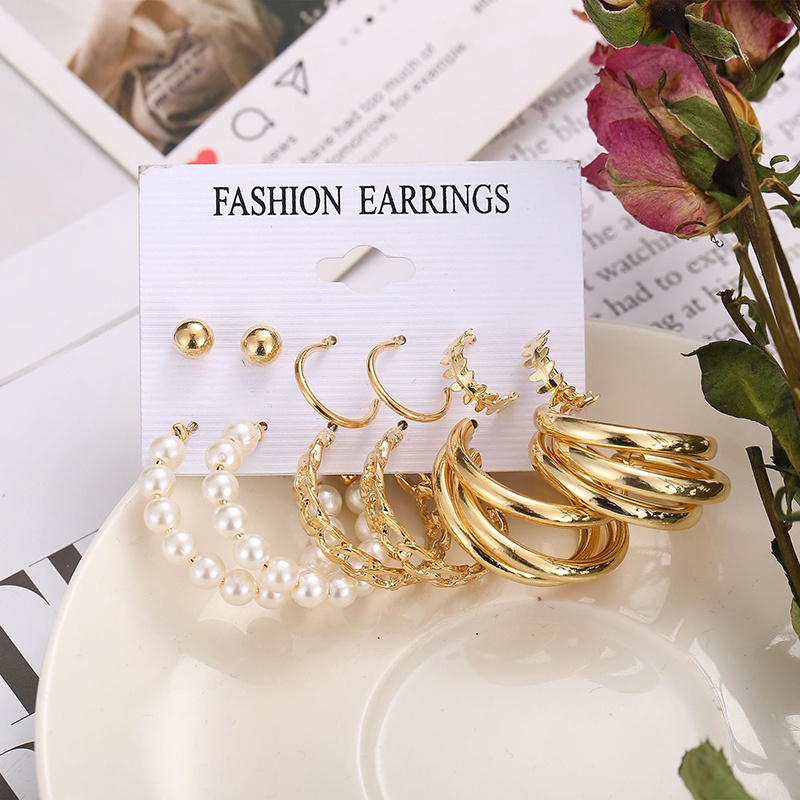 Bộ Bông Tai Ngọc Trai Kim Loại Hợp Thời Trang Cho Phụ Nữ Cổ điển Hình Học Vàng Giọt Nước Bộ Bông Tai Thời Trang Acrylic Dangle Bông Tai Quà Tặng đồ Trang Sức ZOE MM