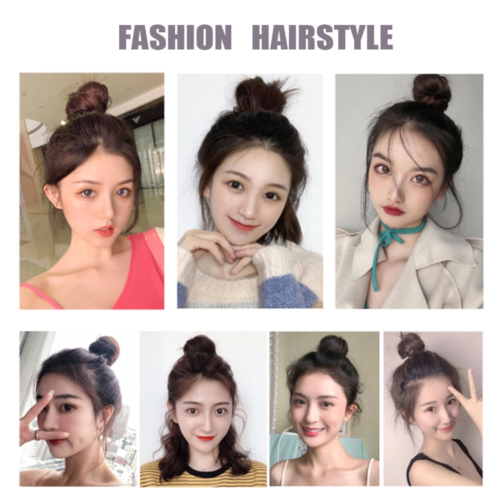 Búi tóc giả xoăn/ thẳng ngắn nhiều màu đẹp tự nhiên có kẹp càng cua dành cho nữ