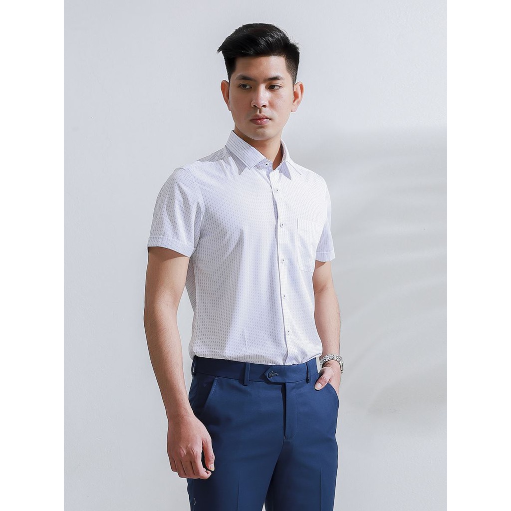 Áo sơ mi nam ngắn tay trắng in xích dọc ARISTINO - ASS026S8 | BigBuy360 - bigbuy360.vn