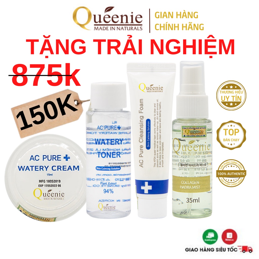 Bộ Mỹ Phẩm Dưỡng Ẩm Da Cấp Tốc Queenie Hàn Quốc Chính Hãng 4 Sản Phẩm [SP Trải Nghiệm]